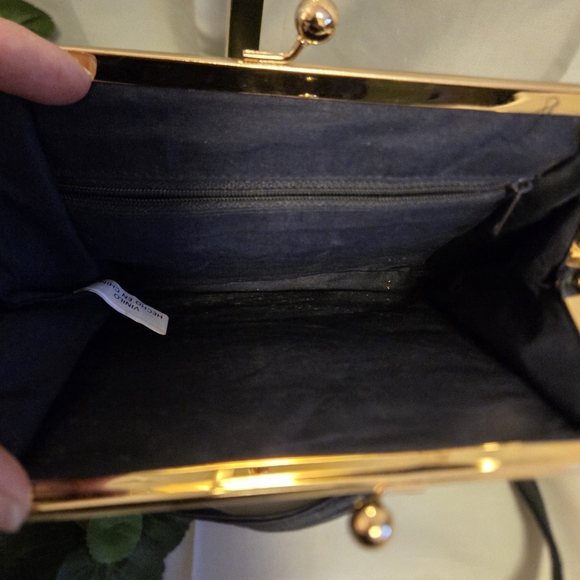 Trendy Blue Kiss Lock Wallet Crossbody Purse Gold Frame Clutch Shoulder Bag - Picture 4 of 16